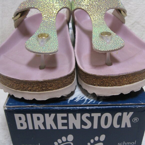 RARE Birkenstock LUX GIZEH Ombre Pearl Leather 40 R US W 9 M 7 *Wedding* - Picture 9 of 16